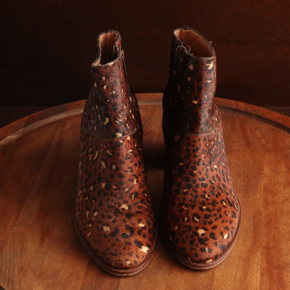 Madewell Boots WMS SZ 8.5 Brown Rosie Calf Hair Leopard Western Coastal Cowgirl